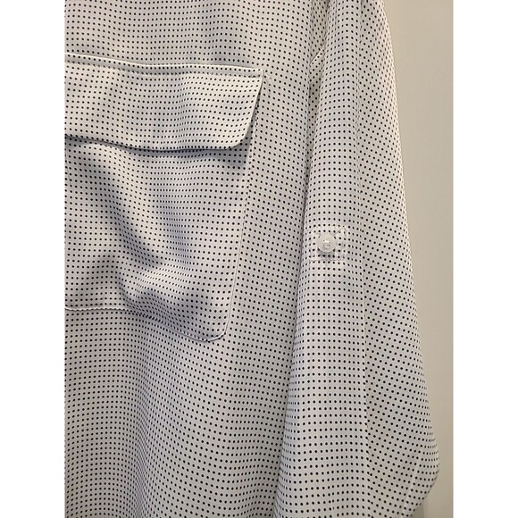 EXPRESS The City Shirt Button Down w Roll Tab Sleeves Polka Dots Womens M White - Picture 4 of 9
